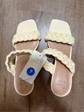 a new day Braided Strap Heeled Sandals in Cream